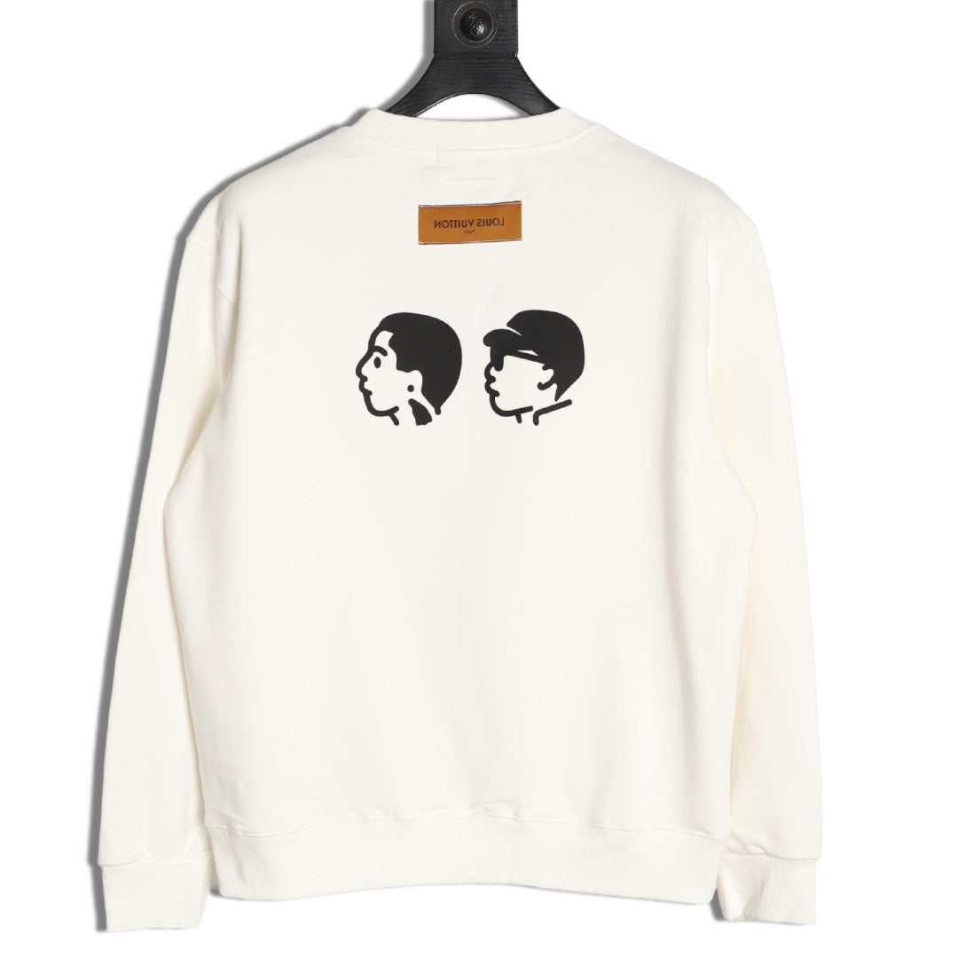 Louis Vuitton 25FW White Dual-Portrait Back Graphic Crewneck Sweatshirt