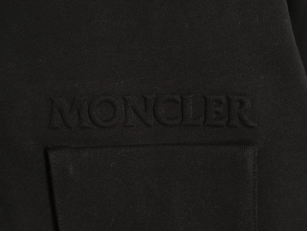 Moncler Black Embossed-Pocket Crewneck Sweatshirt