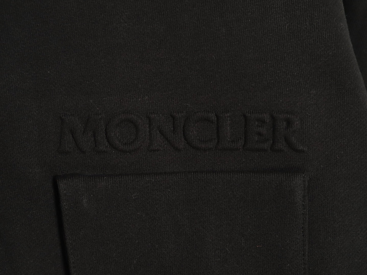 Moncler Black Embossed-Pocket Crewneck Sweatshirt