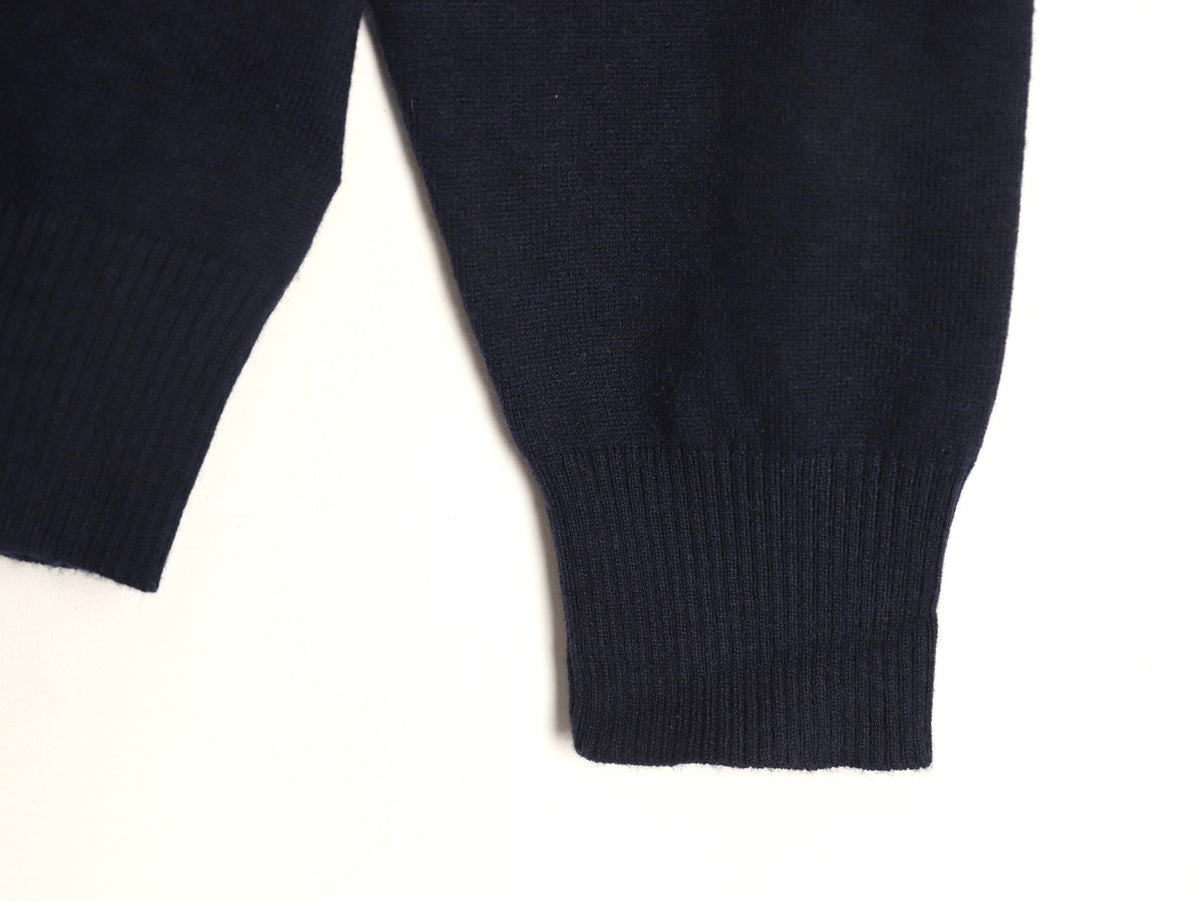Miu Miu Navy Contrast Striped-Collar Layered V-Neck Sweater