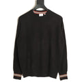 Burberry Black Striped-Cuff Crewneck Sweater