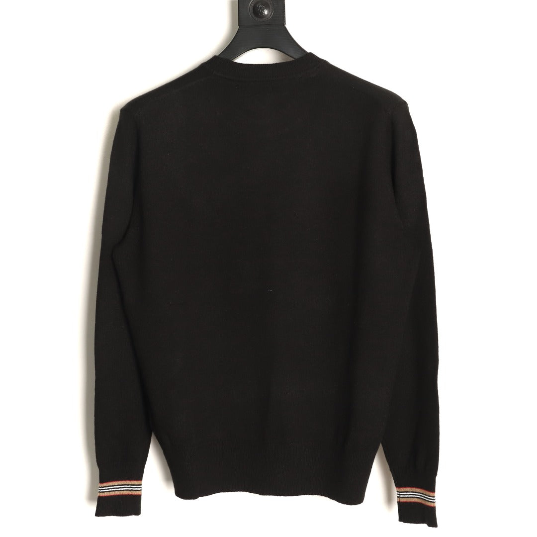Burberry Black Striped-Cuff Crewneck Sweater