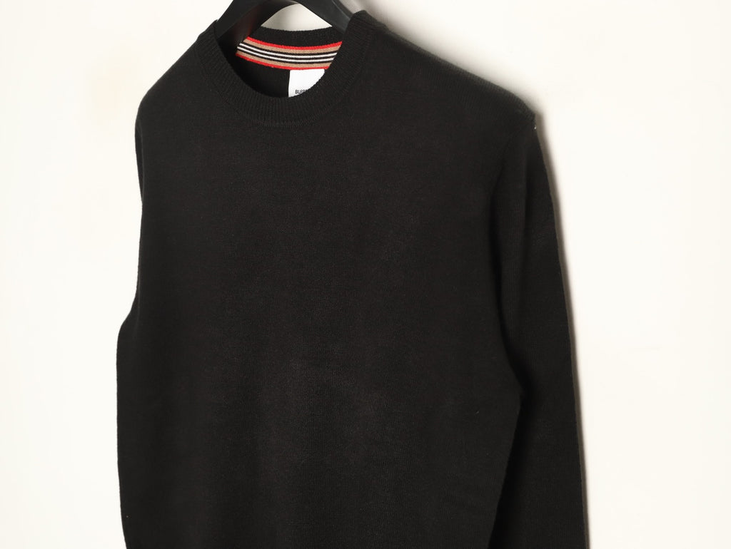 Burberry Black Striped-Cuff Crewneck Sweater