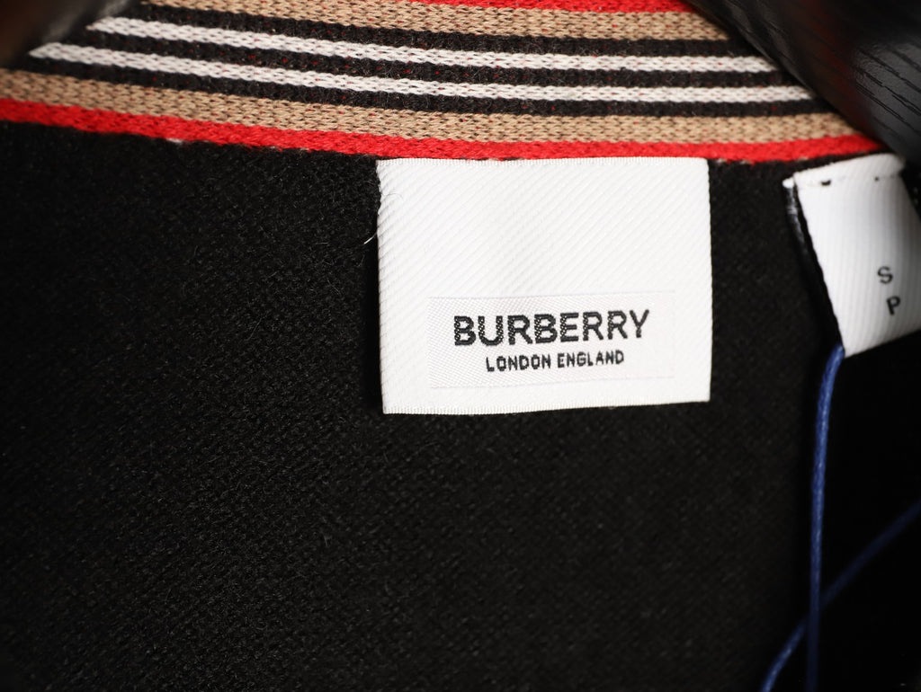 Burberry Black Striped-Cuff Crewneck Sweater