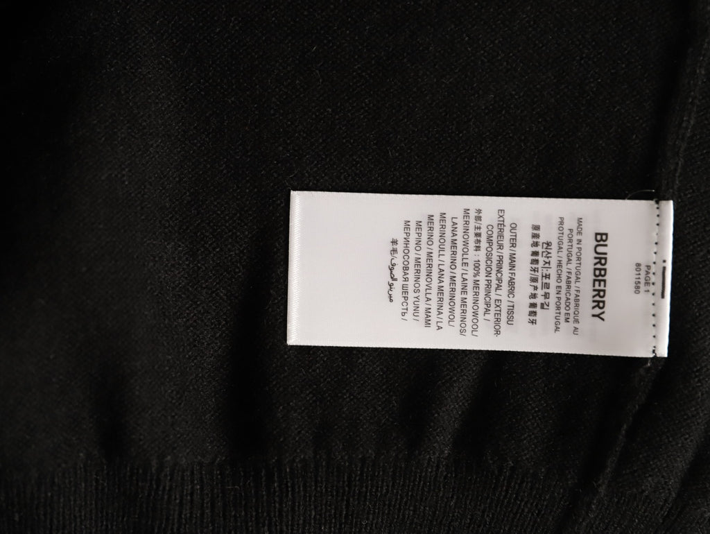 Burberry Black Striped-Cuff Crewneck Sweater