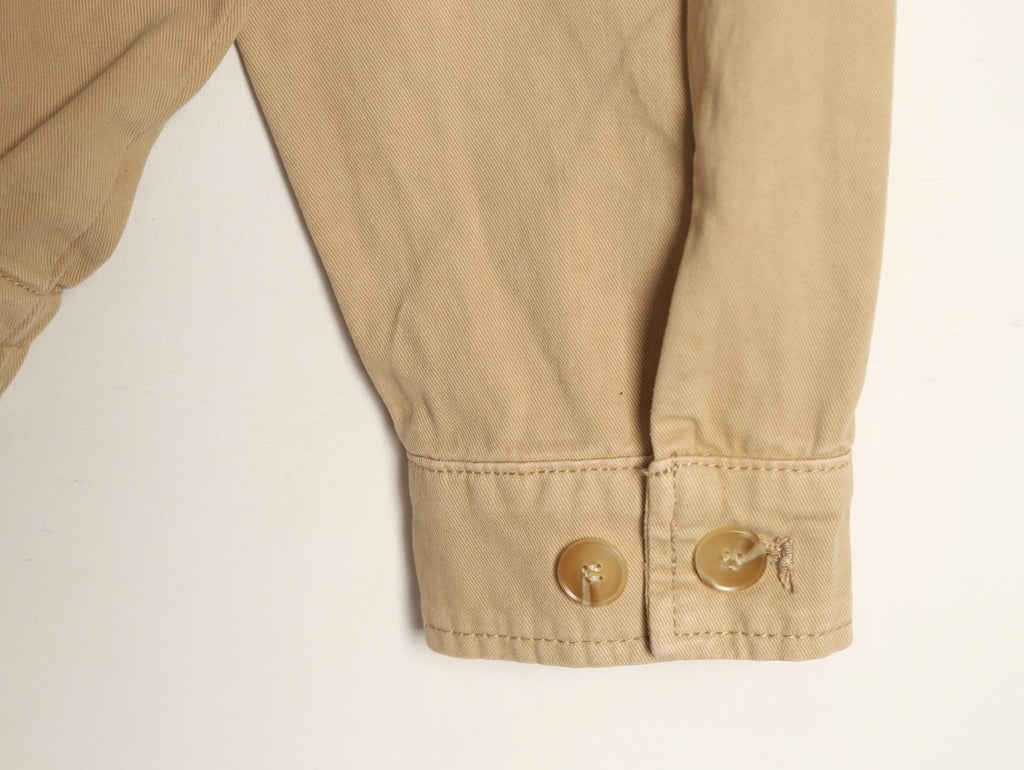 Prada Beige Small-Embroidery Contrast-Collar Zip Jacket