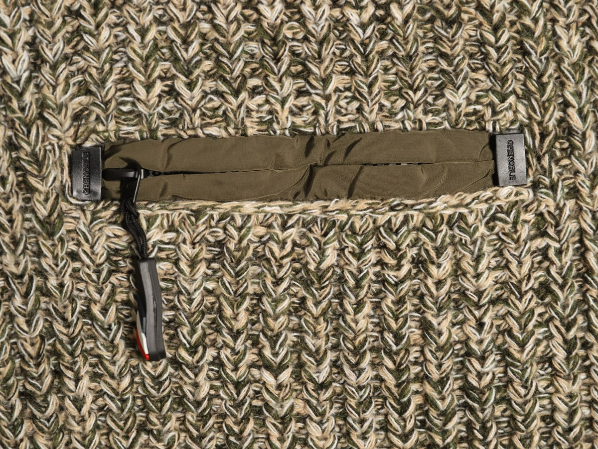 Moncler Marled High-Neck Sweater with Contrast Sleeve Panels