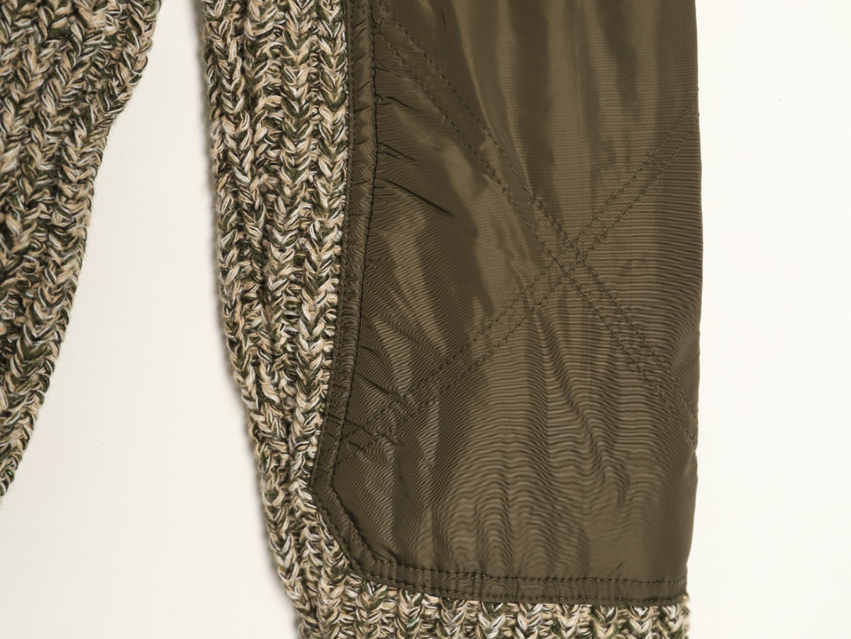 Moncler Marled High-Neck Sweater with Contrast Sleeve Panels