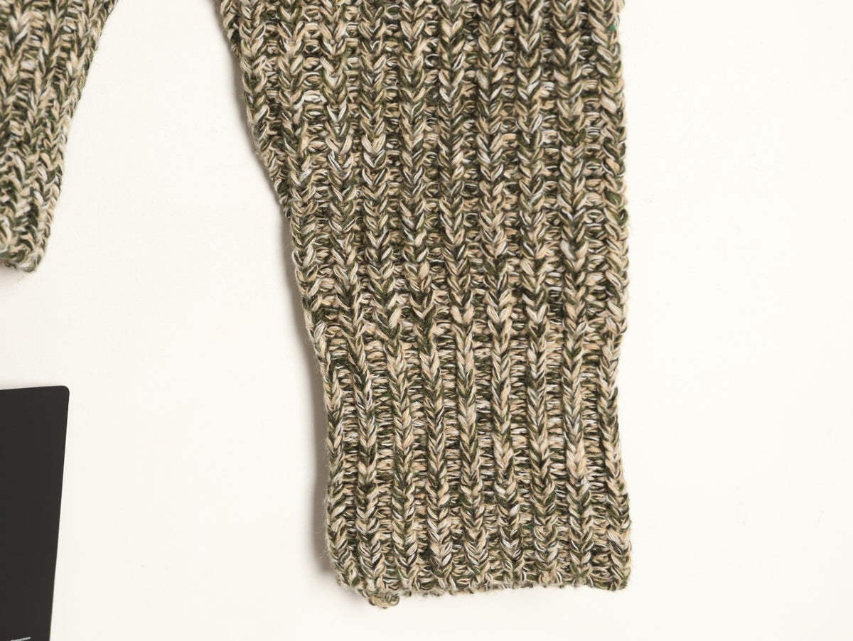 Moncler Marled High-Neck Sweater with Contrast Sleeve Panels