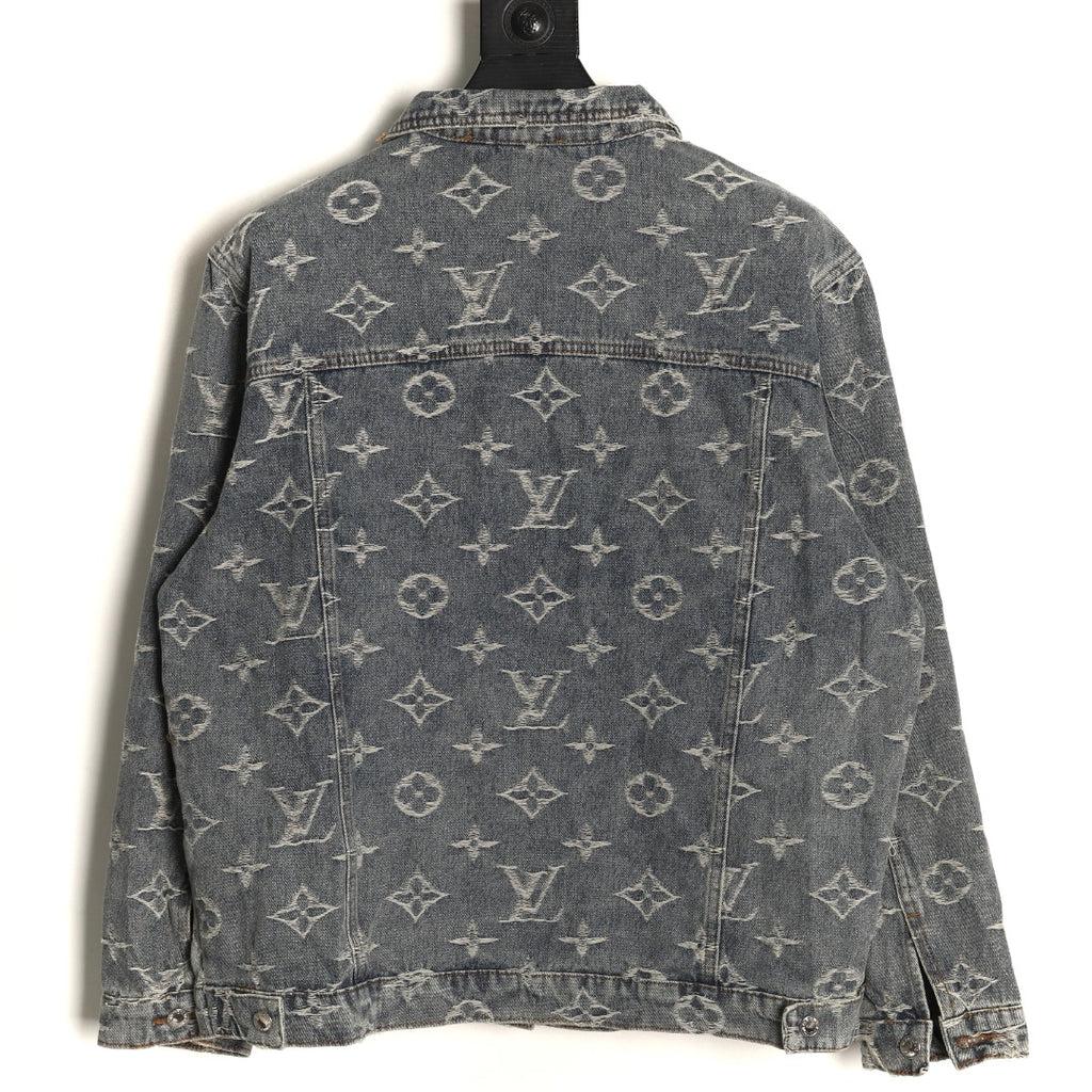 Louis Vuitton Gray Washed All-Over Monogram Jacquard Denim Jacket