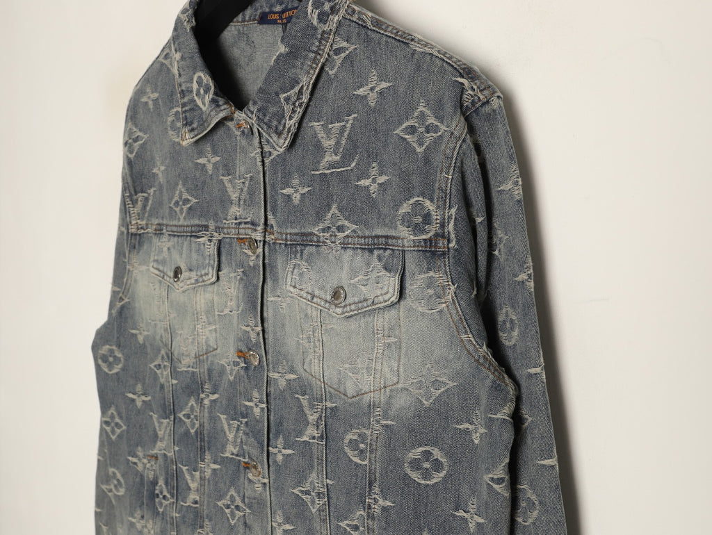 Louis Vuitton Gray Washed All-Over Monogram Jacquard Denim Jacket