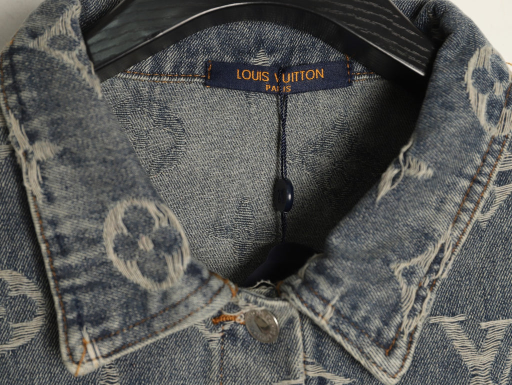 Louis Vuitton Gray Washed All-Over Monogram Jacquard Denim Jacket