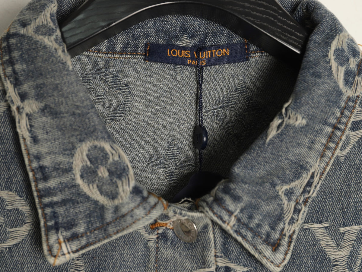 Louis Vuitton Gray Washed All-Over Monogram Jacquard Denim Jacket