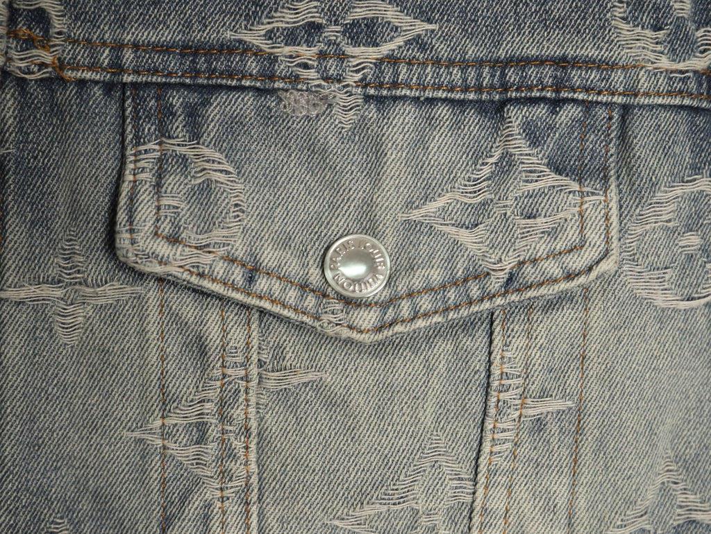 Louis Vuitton Gray Washed All-Over Monogram Jacquard Denim Jacket