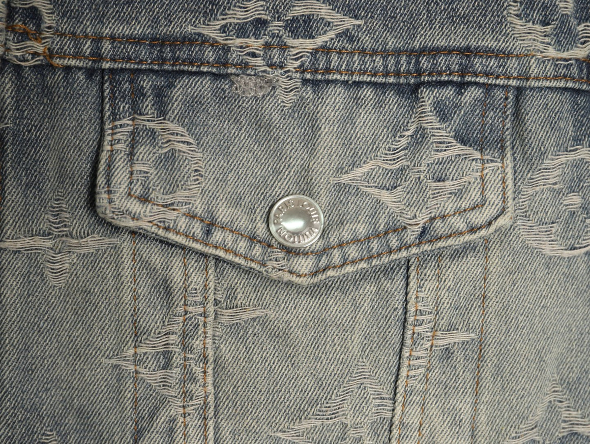 Louis Vuitton Gray Washed All-Over Monogram Jacquard Denim Jacket