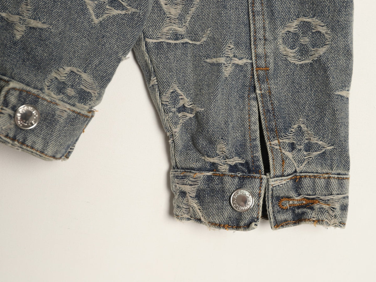 Louis Vuitton Gray Washed All-Over Monogram Jacquard Denim Jacket