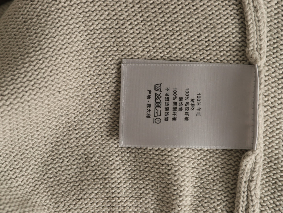 Dior 22FW Beige Jacquard-Tape Sleeve Crewneck Sweater