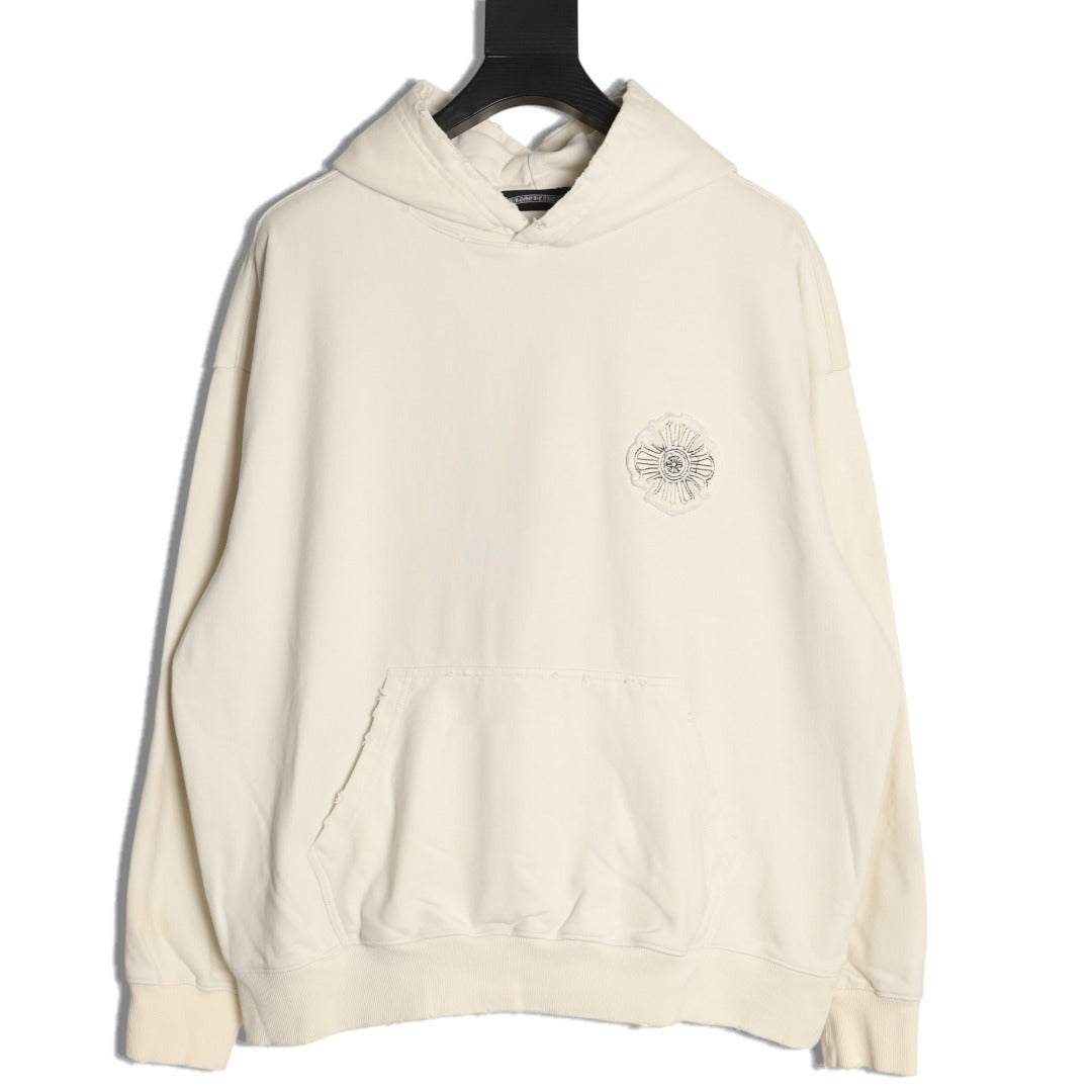 Chrome Hearts Cream Cross-Appliqué Back-Graphic Hoodie
