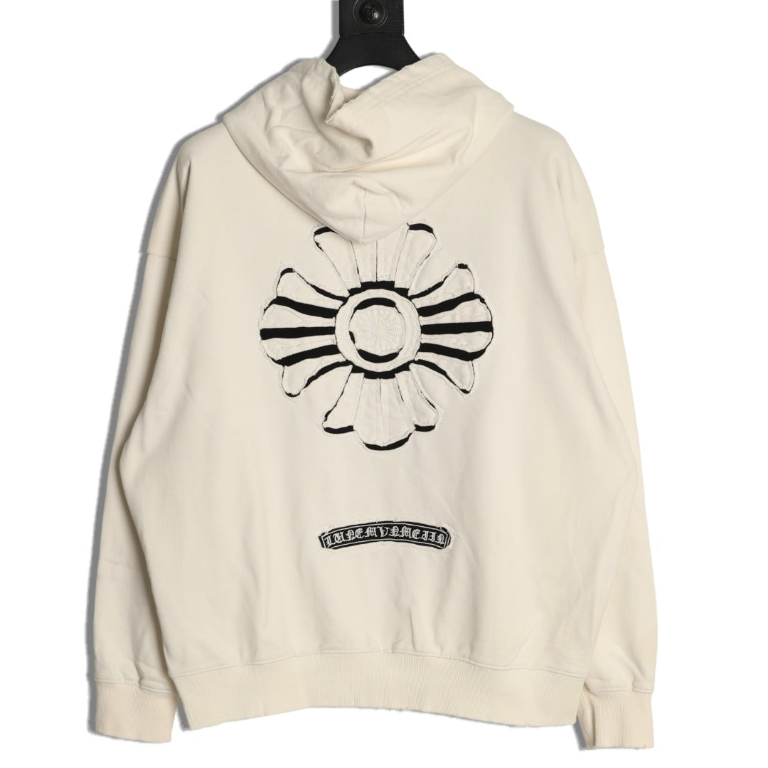 Chrome Hearts Cream Cross-Appliqué Back-Graphic Hoodie
