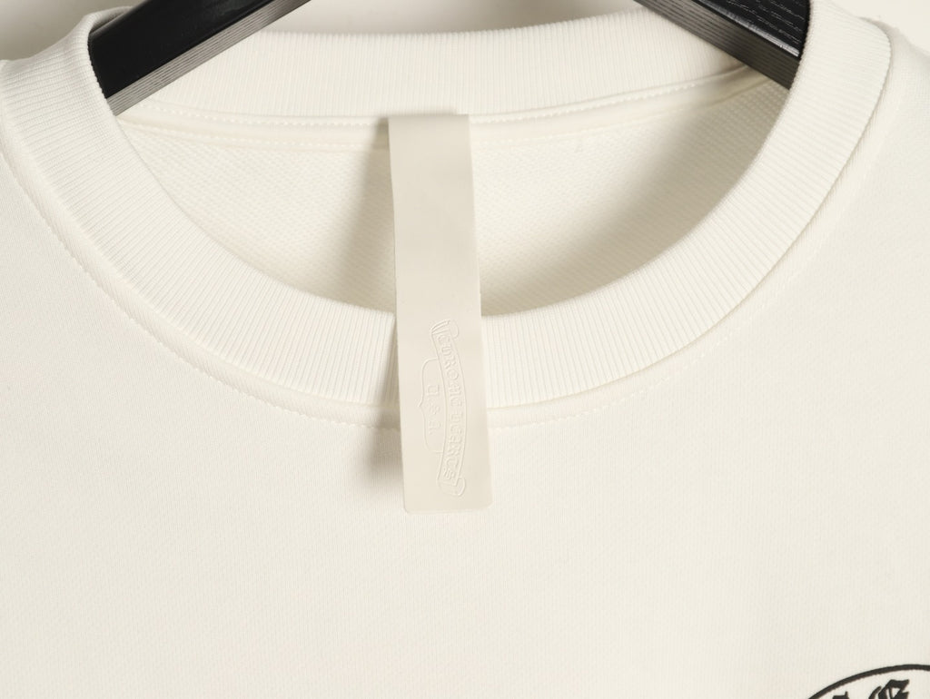 Chrome Hearts White Horseshoe Chest-Print Crewneck Sweatshirt