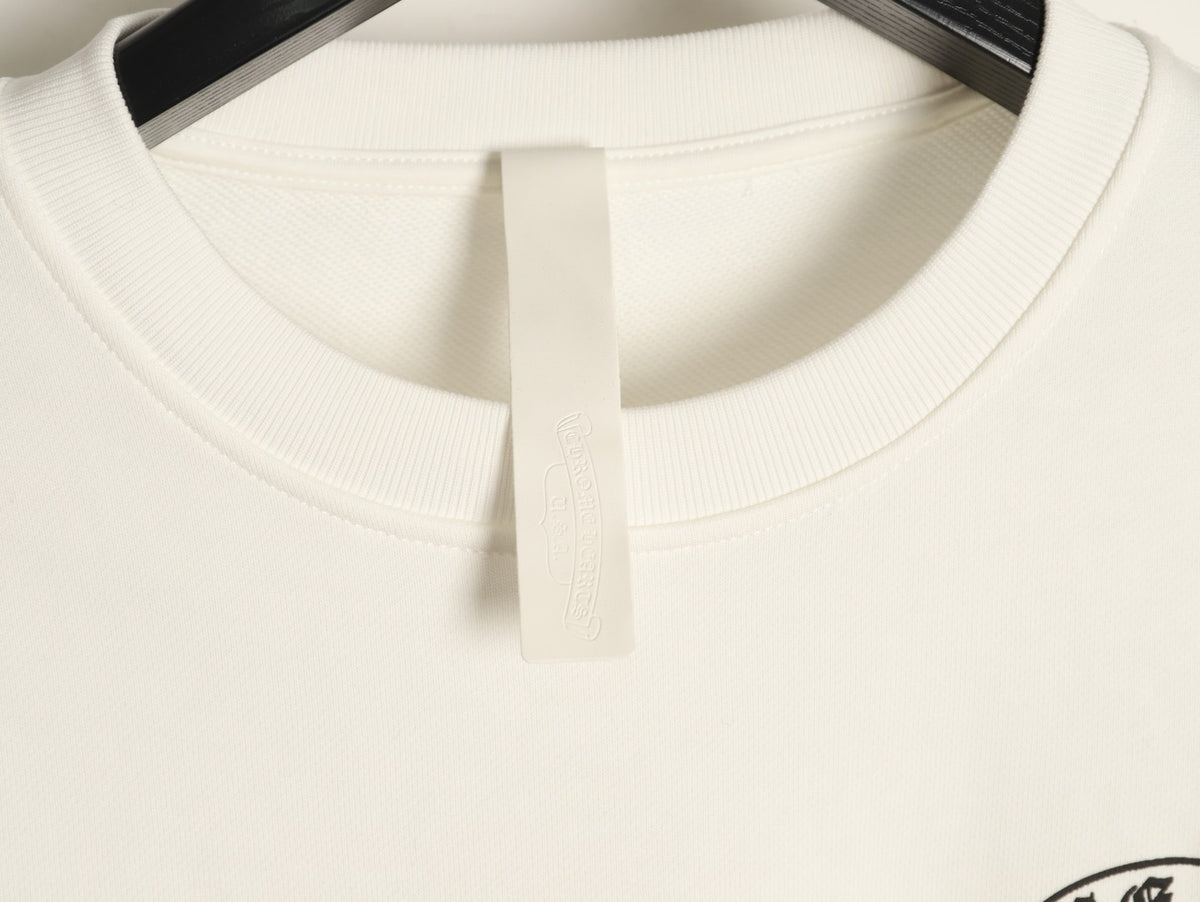 Chrome Hearts White Horseshoe Chest-Print Crewneck Sweatshirt