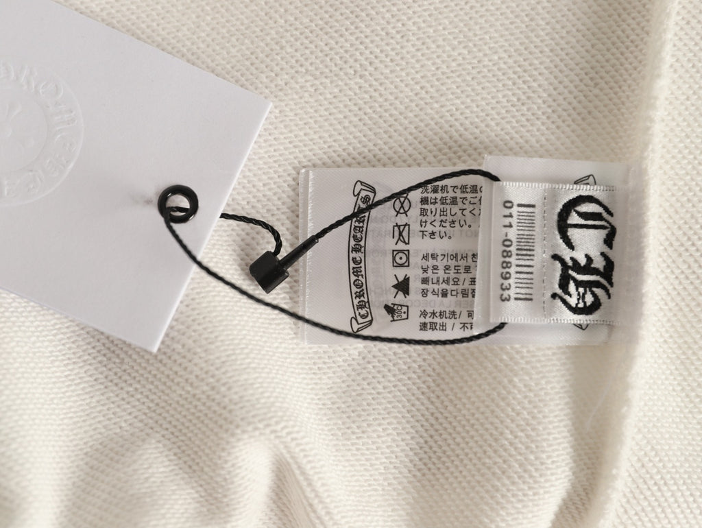 Chrome Hearts White Horseshoe Chest-Print Crewneck Sweatshirt