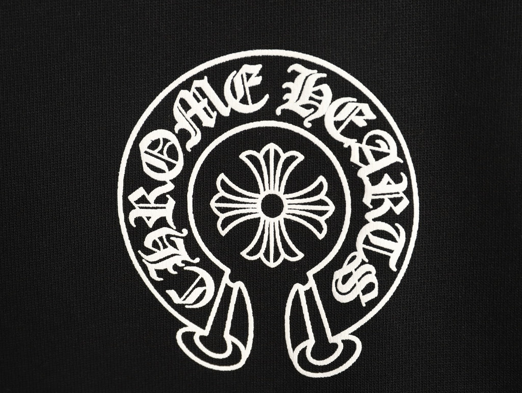 Chrome Hearts Black Horseshoe Chest-Print Crewneck Sweatshirt