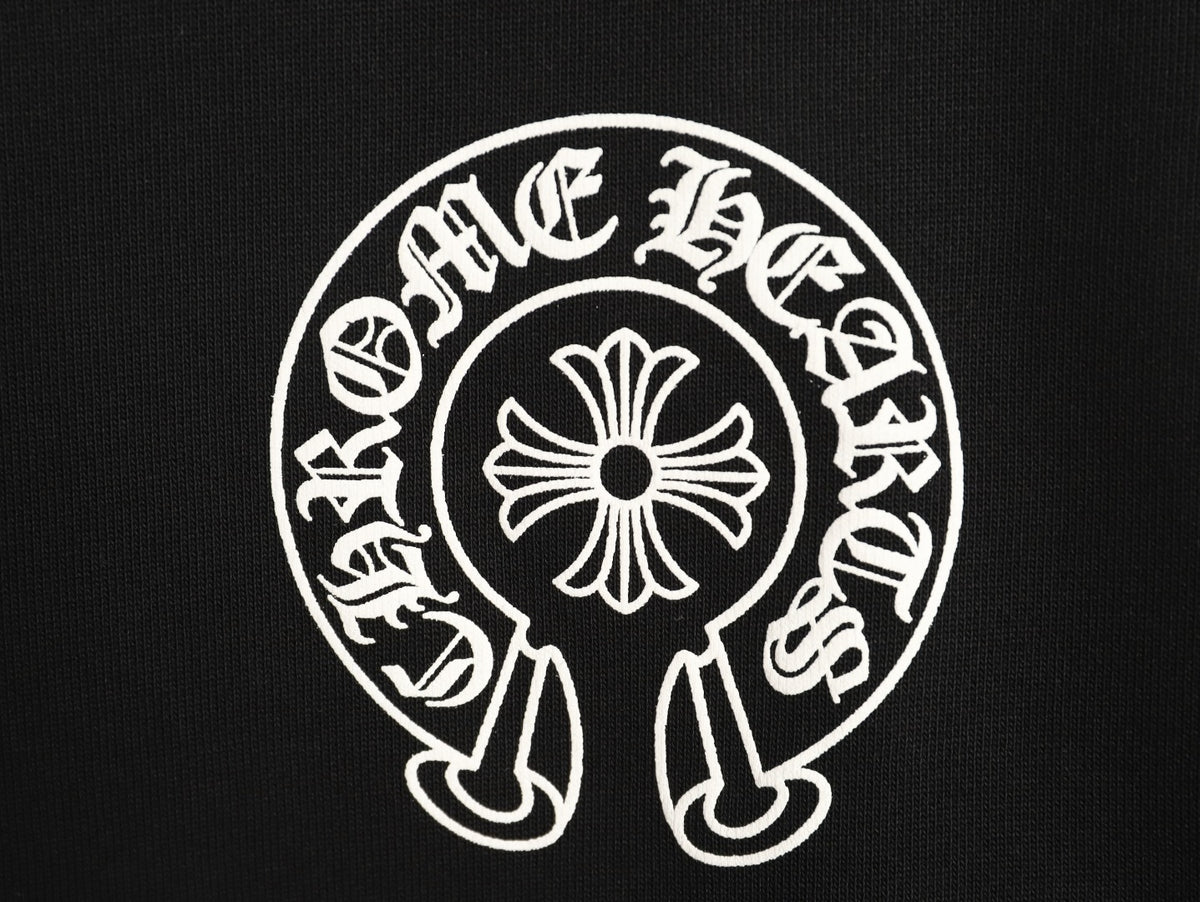 Chrome Hearts Black Horseshoe Chest-Print Crewneck Sweatshirt