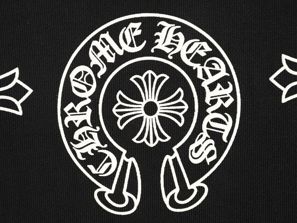 Chrome Hearts Black Horseshoe Chest-Print Crewneck Sweatshirt