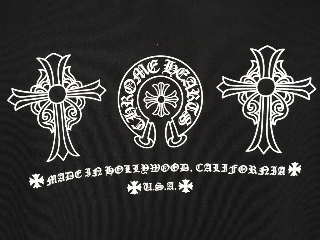 Chrome Hearts Black Horseshoe Chest-Print Crewneck Sweatshirt
