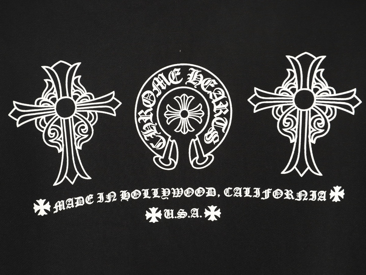 Chrome Hearts Black Horseshoe Chest-Print Crewneck Sweatshirt