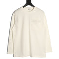 Dior 26SS White Cannage-Detail Embroidered Pocket Long-Sleeve Top