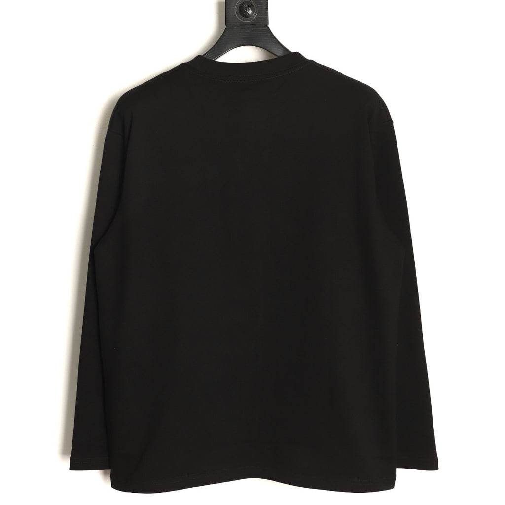 Dior 26SS Black Tonal Cannage-Detail Embroidered Pocket Long-Sleeve Top