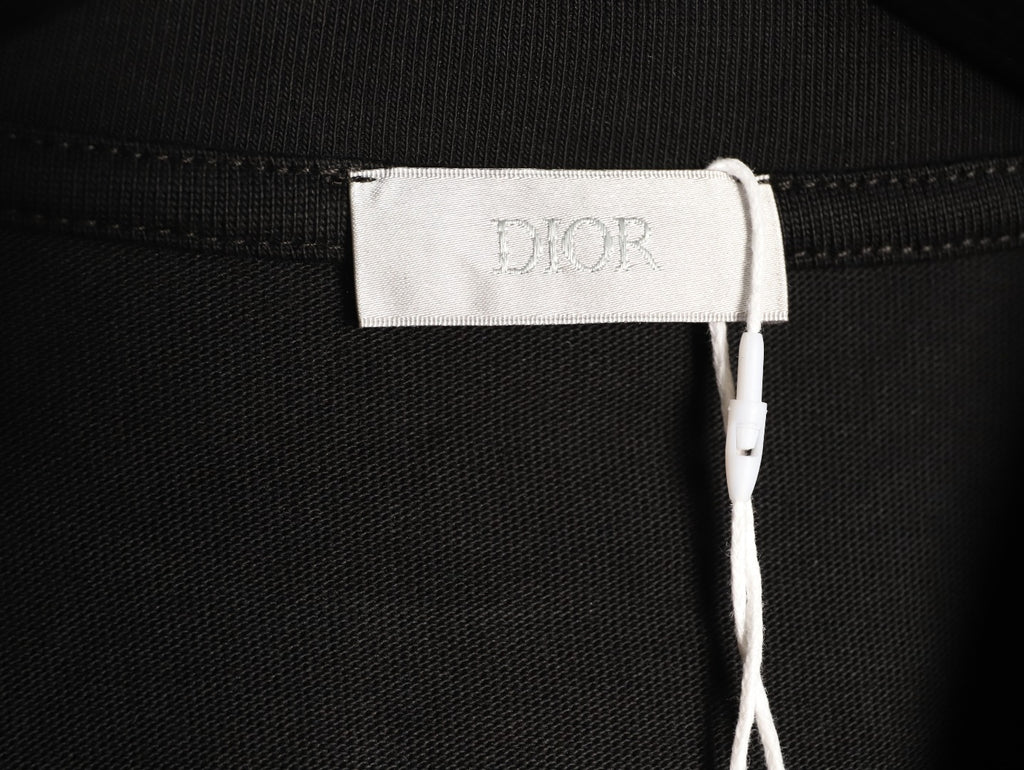 Dior 26SS Black Tonal Cannage-Detail Embroidered Pocket Long-Sleeve Top
