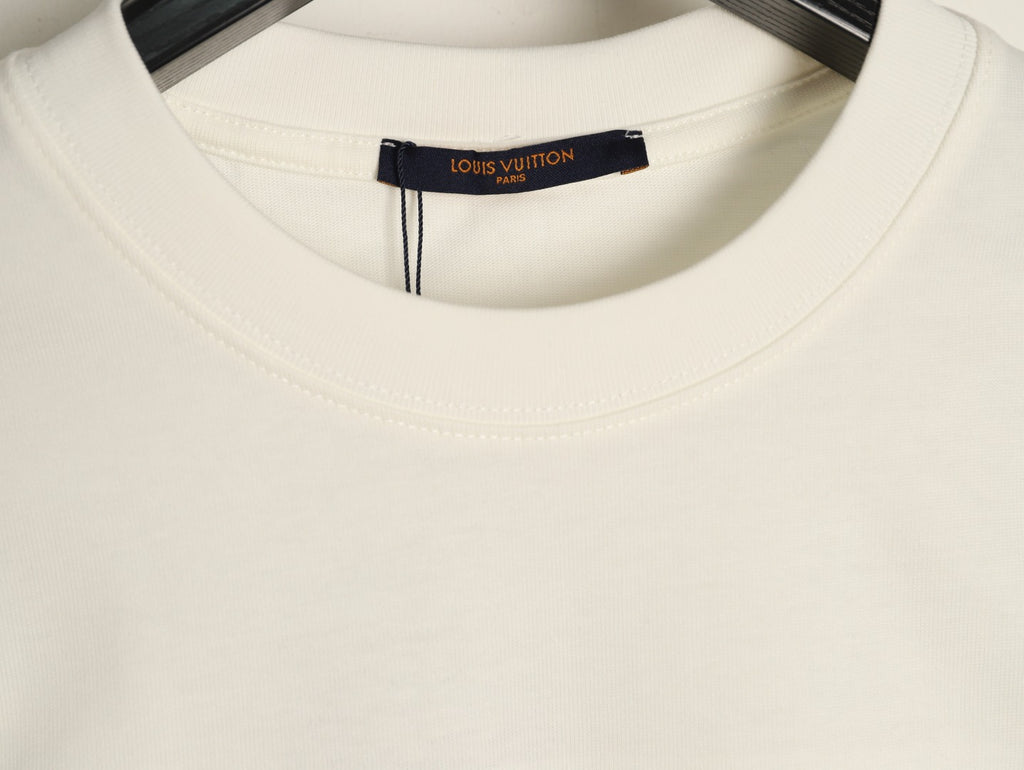 Louis Vuitton White Embroidered Script Chest Long-Sleeve Top