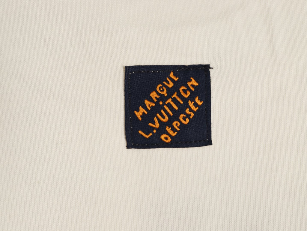 Louis Vuitton White Embroidered Script Chest Long-Sleeve Top