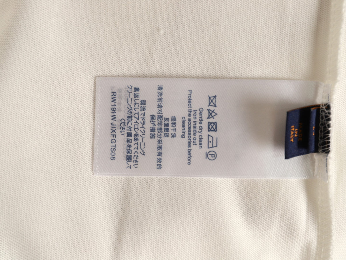 Louis Vuitton White Embroidered Script Chest Long-Sleeve Top