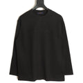 Louis Vuitton Black Tonal Embroidered Script Chest Long-Sleeve Top