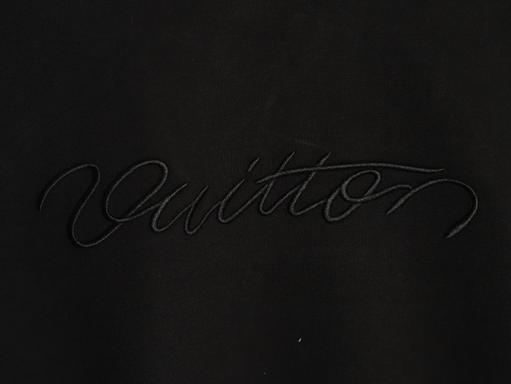 Louis Vuitton Black Tonal Embroidered Script Chest Long-Sleeve Top