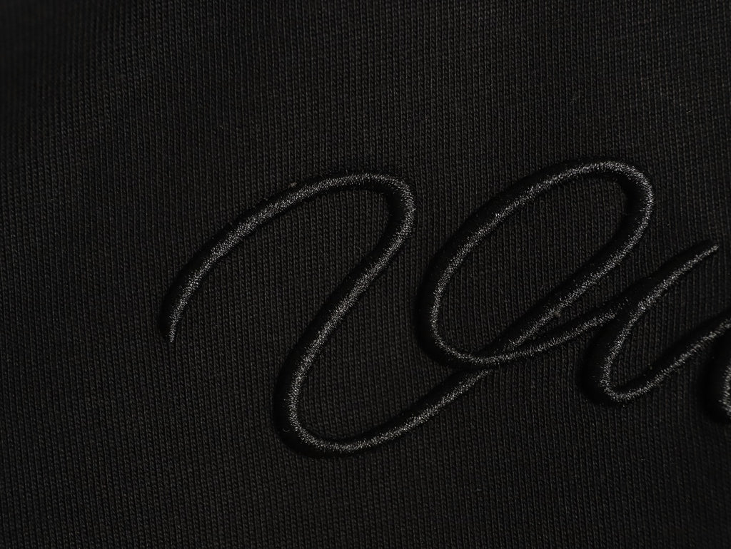 Louis Vuitton Black Tonal Embroidered Script Chest Long-Sleeve Top