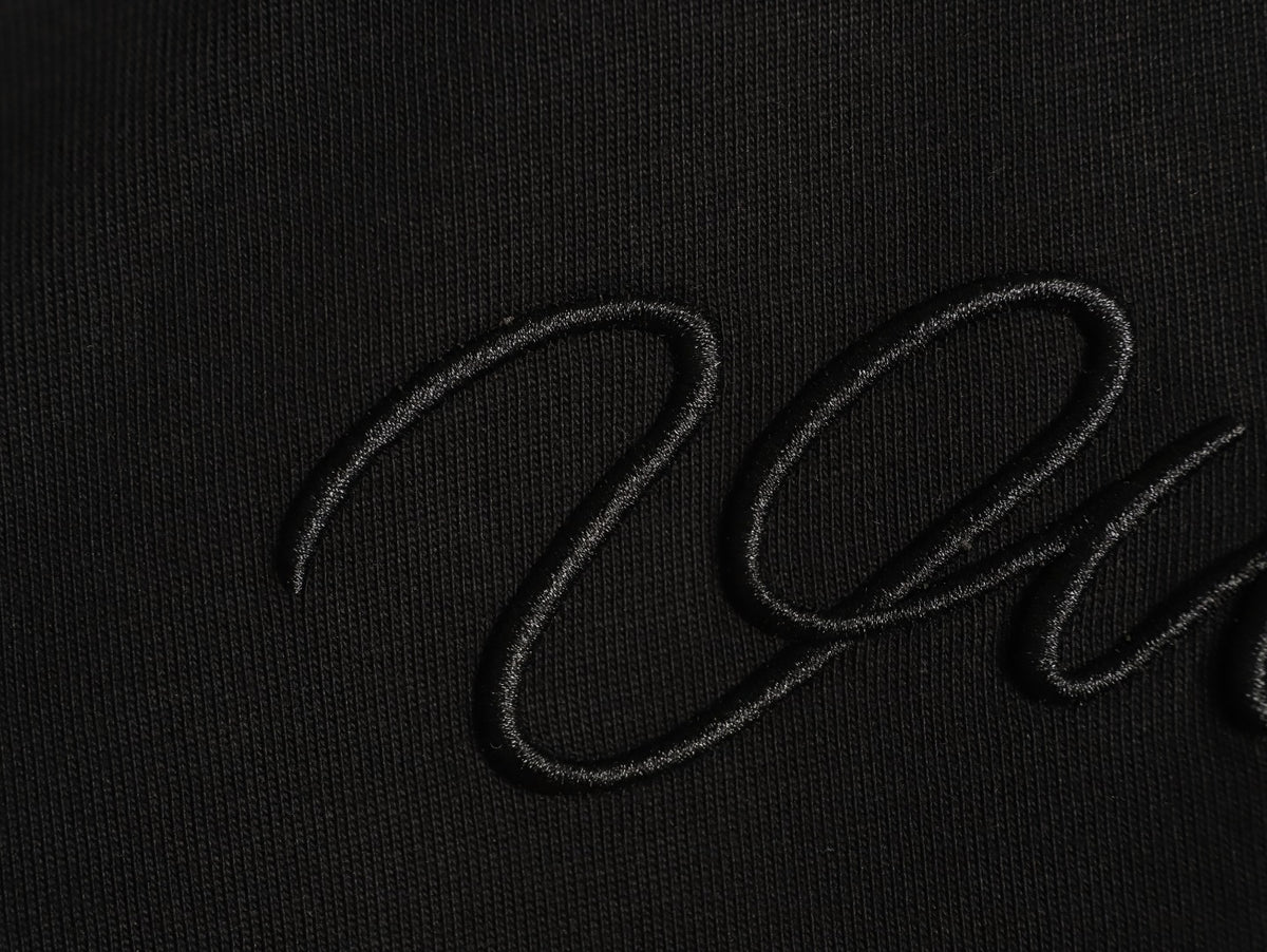 Louis Vuitton Black Tonal Embroidered Script Chest Long-Sleeve Top