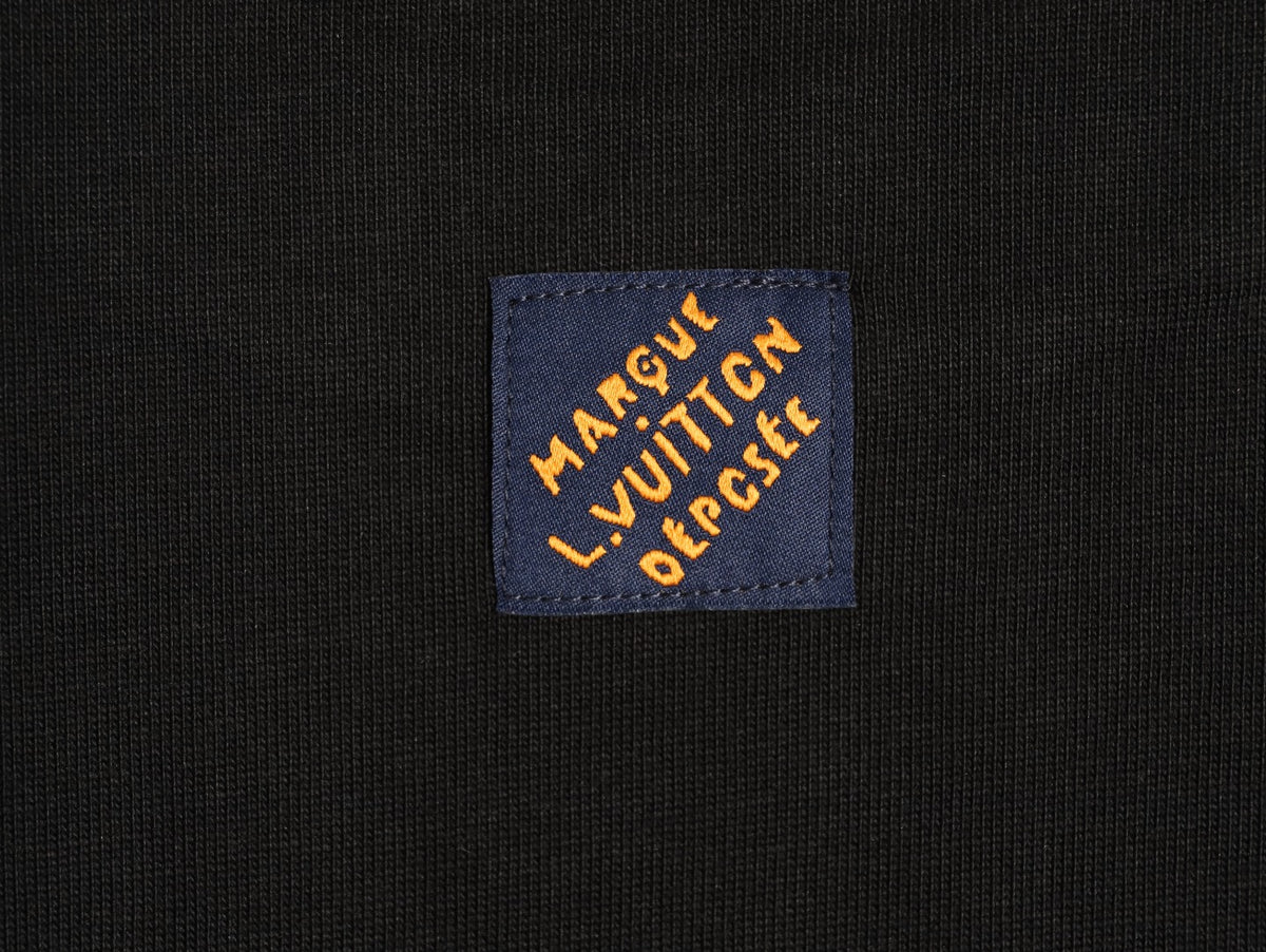 Louis Vuitton Black Tonal Embroidered Script Chest Long-Sleeve Top