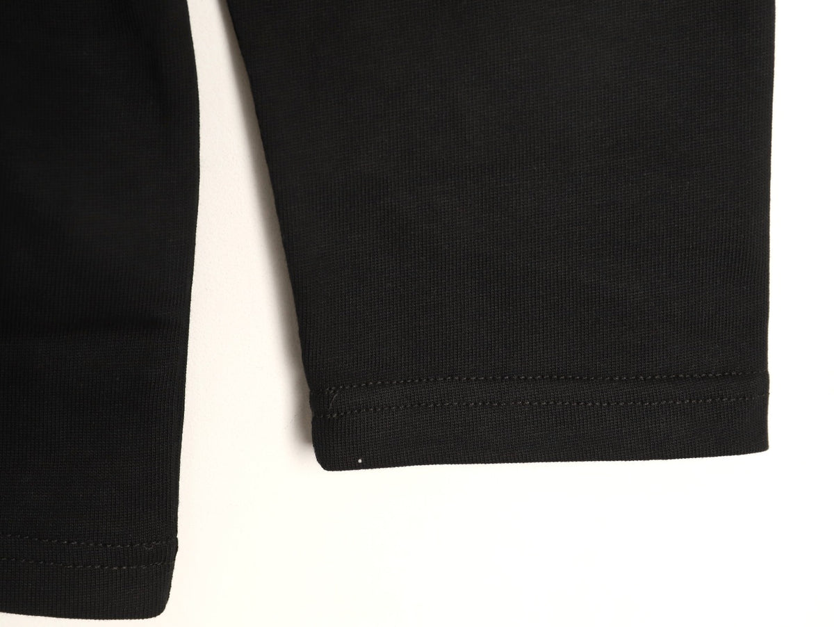 Louis Vuitton Black Tonal Embroidered Script Chest Long-Sleeve Top