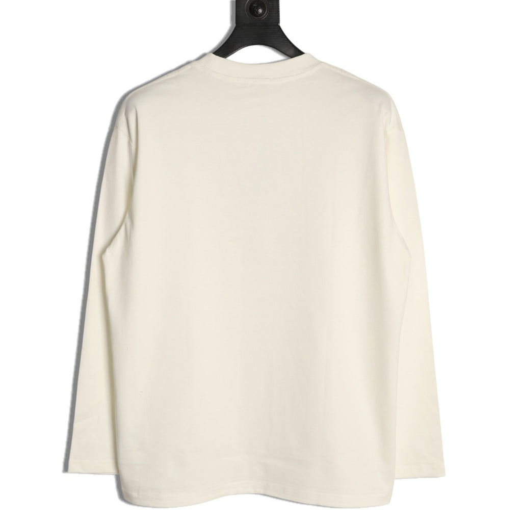 Burberry 26SS White Equestrian Knight Embroidered Long-Sleeve Top