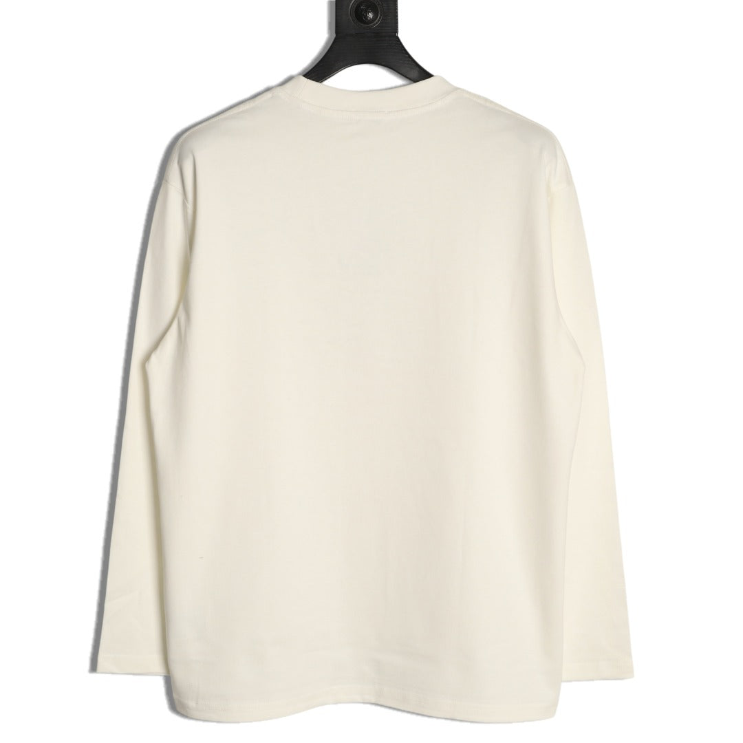 Burberry 26SS White Equestrian Knight Embroidered Long-Sleeve Top