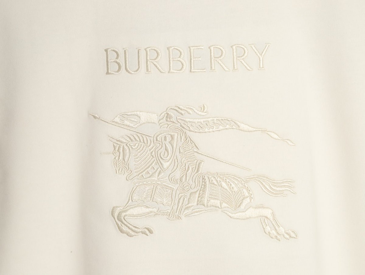Burberry 26SS White Equestrian Knight Embroidered Long-Sleeve Top