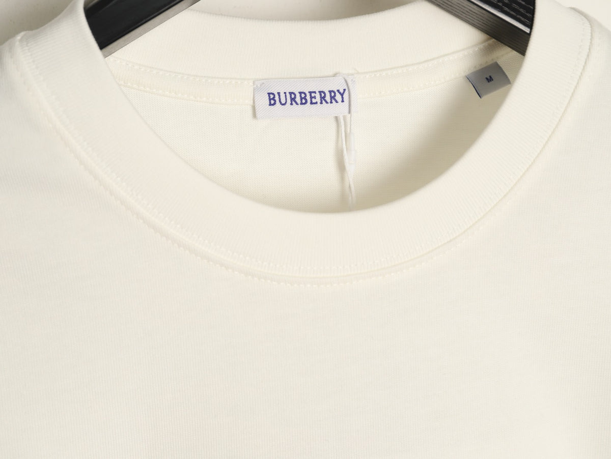 Burberry 26SS White Equestrian Knight Embroidered Long-Sleeve Top