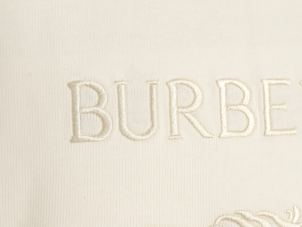 Burberry 26SS White Equestrian Knight Embroidered Long-Sleeve Top