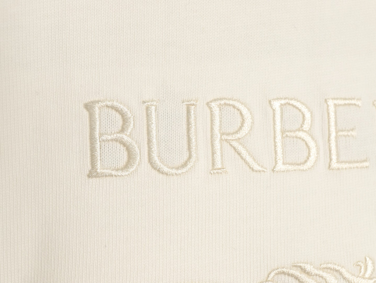 Burberry 26SS White Equestrian Knight Embroidered Long-Sleeve Top