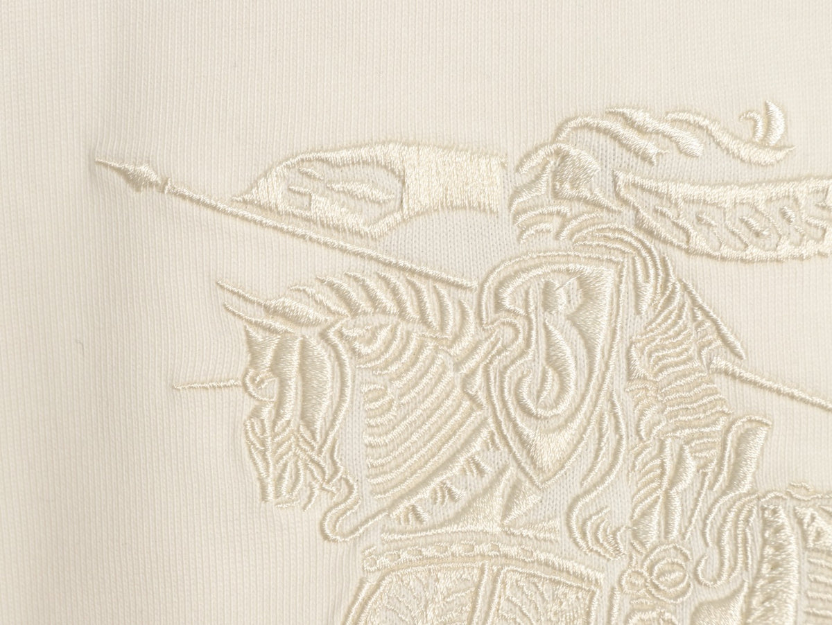 Burberry 26SS White Equestrian Knight Embroidered Long-Sleeve Top